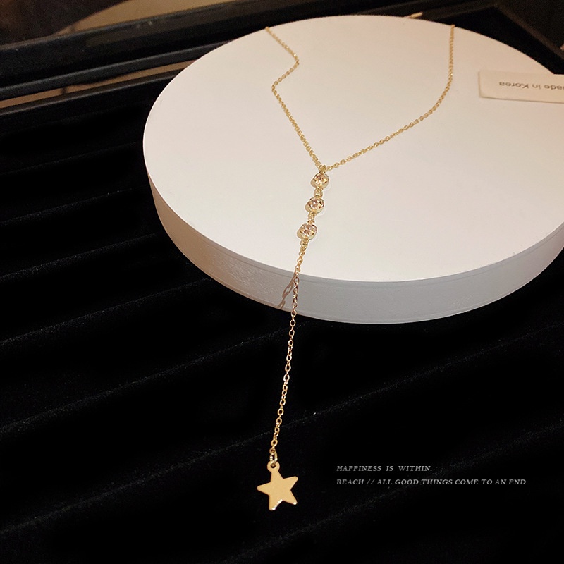 Vòng Cổ choker Dáng Dài Đính Hạt Ngọc Trai Và Ngôi Sao Năm Cánh Dễ Phối Đồ Thời Trang Cho Nữ