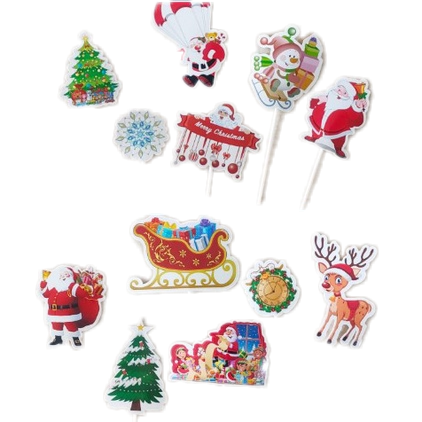 Bộ hình giấy trang trí bánh chủ đề Noel, trang trí bánh giáng sinh, mẫu bánh giáng sinh