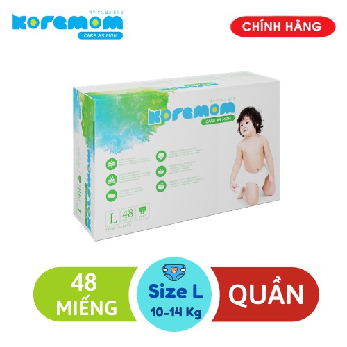 Bỉm Quần KOREMOM - Tã Quần Cao Cấp Hàn Quốc Mềm Nhẹ Khô Thoáng- size L48