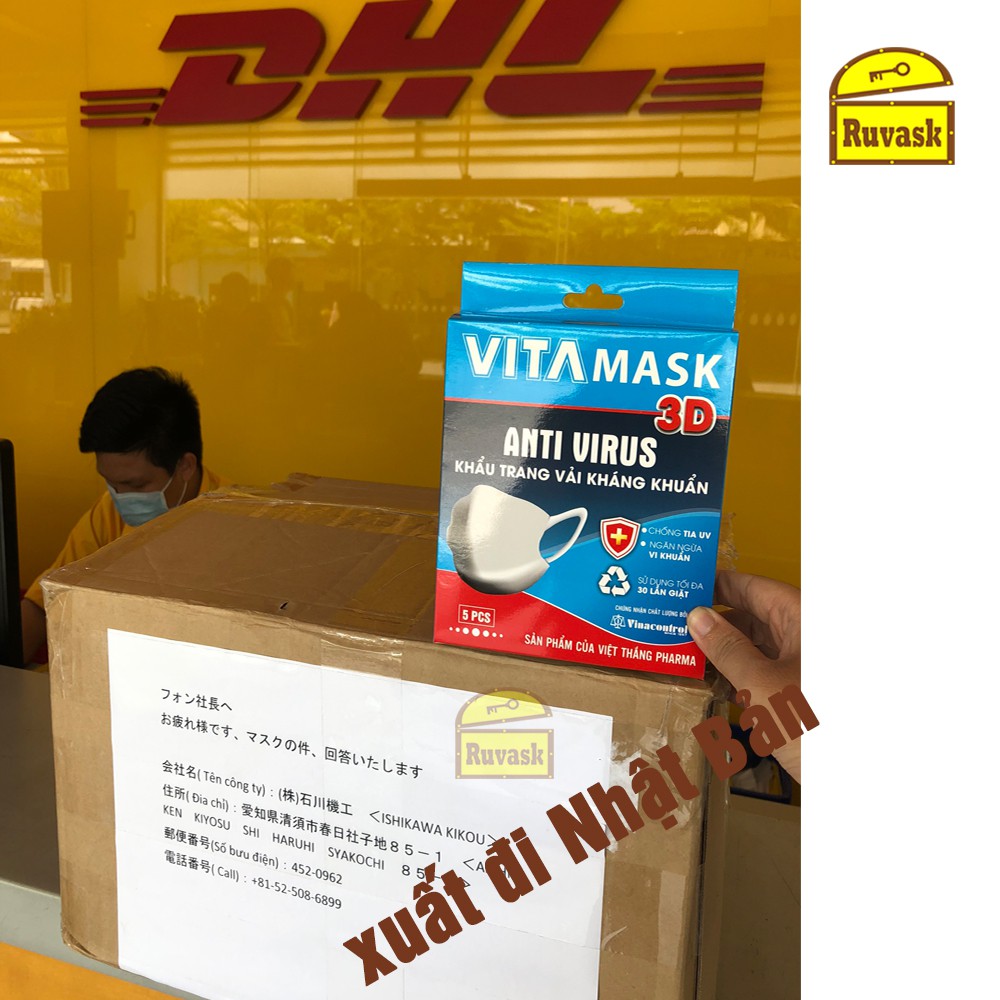 Khẩu Trang Vải Kháng Khuẩn Cho Bé Xuất Khẩu - Khẩu Trang Trẻ Em Việt Thắng Pharma HỘP 5 CÁI 3D Thời Trang GIẶT 30 LẦN