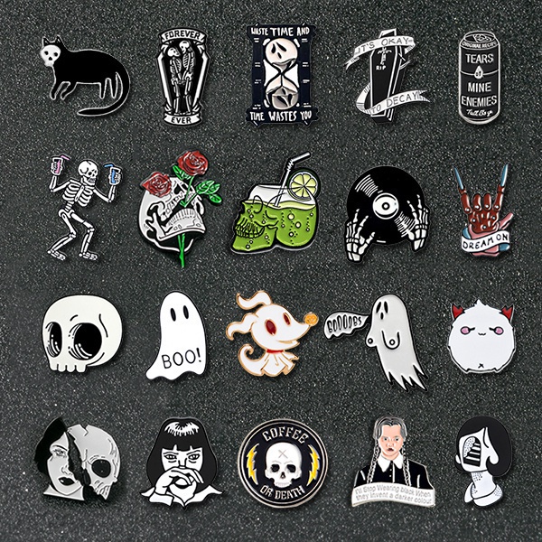 Ghim Cài Áo Hình Đầu Lâu Phong Cách Punk Goth