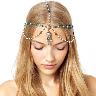 Vòng đội đầu headchain hột xanh phong cách boho