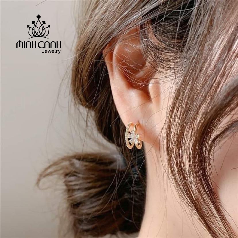 Bông Tai Bạc Thanh Đôi Đính Hoa Minh Canh Jewelry