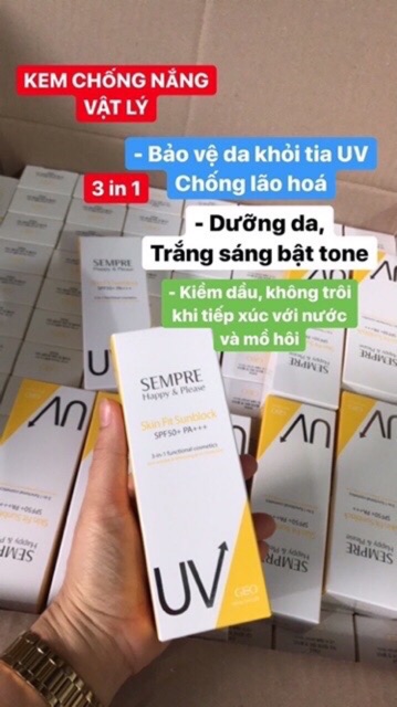 Kem chống nắng dưỡng trắng Geo Sempre Happy & Please skin fit sun block SPF 50pa +++(100ml)