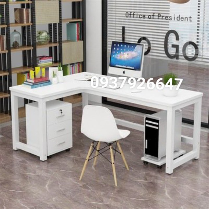 bàn làm việc bàn máy tính chữ L chân sắt chắc chắn
