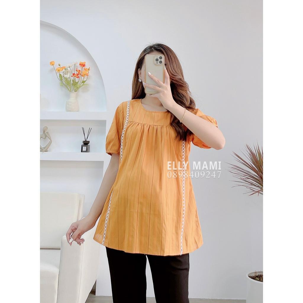 ( 40kg - 75kg ) Set Áo Bầu , Bigsize Sau Sinh Vàng Viền Ren Mặc Thoải Mái Suốt Thai Kì &amp; Sau Sinh Thiết Kế Cao Cấp