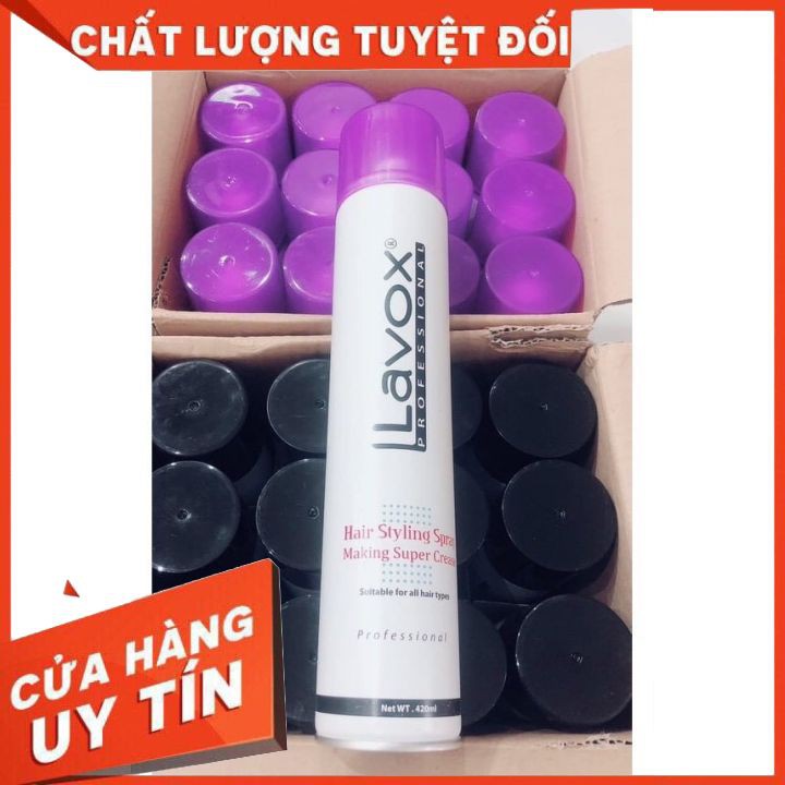 [chính hãng] keo xịt , gôm xịt tóc gữi nếp tóc  LAVOX  professional  420ml là  dòng keo xịt chuyên nghiêp  cho salon toc