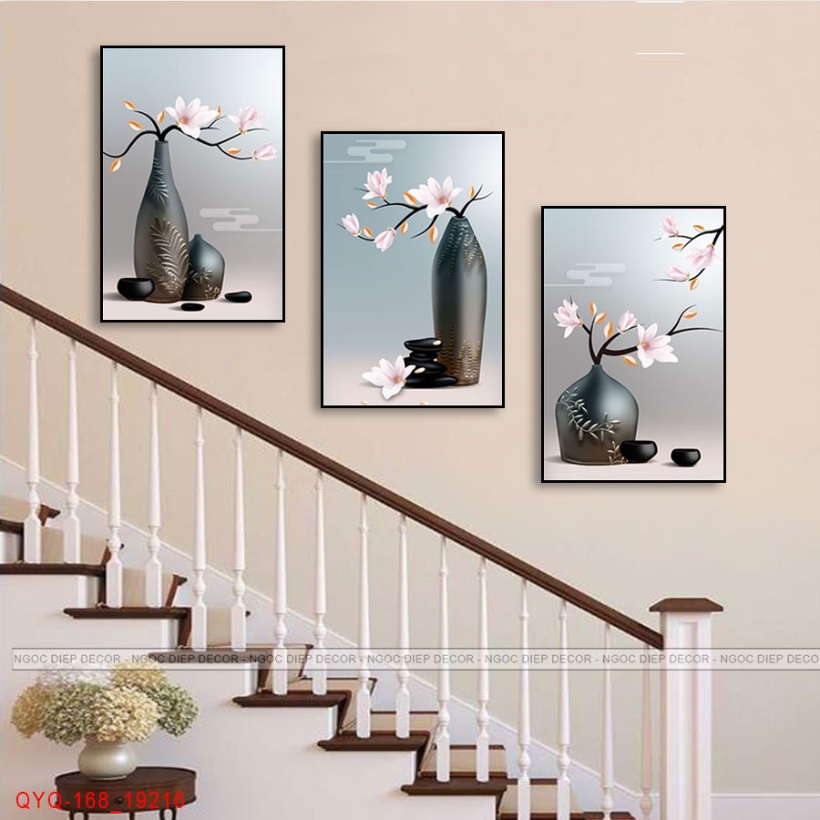 Tranh dán tường Cầu Thang 3D - Tranh in trên gỗ nhựa dày 3mm cao cấp chống ẩm mốc, kèm băng dính xốp