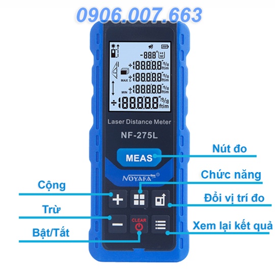 Thước đo khoảng cách laser tia Xanh - Siêu Sáng - Đo ngoài trời