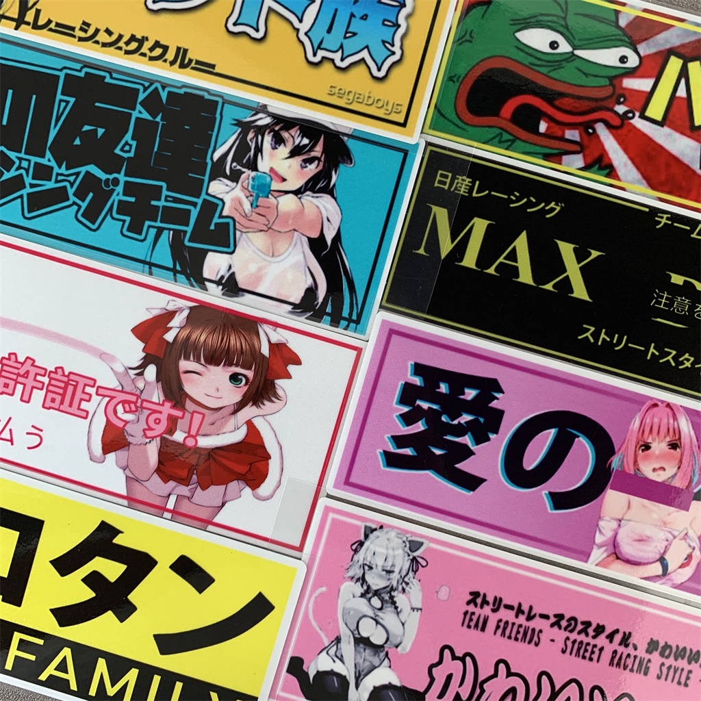 JDM Loli Girl Phong cách Nhật Bản Dán phản quang Xe máy / Xe hơi Hai chiều Anime Đề can trang trí cho Honda