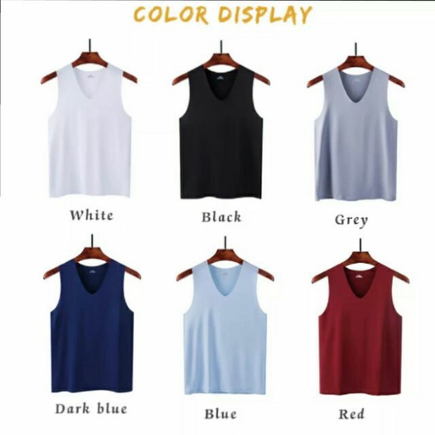 Áo 3 lỗ nam cổ chữ v không đường viền chất thun lụa thoáng mát
