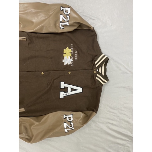VARSITY JACKET BOMBER CHỮ A NÂU