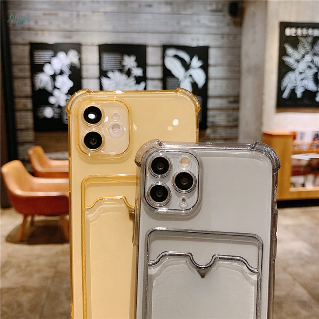 Ốp điện thoại trong suốt chống sốc có ngăn đựng thẻ thích hợp cho Iphone 11 12 Pro Max Xs X Xr 7 8 Plus 12 Se 2020