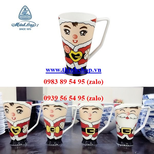 Ly sứ Minh Long thân cao mẫu Noel - ly sứ Minh Long mẫu Noel