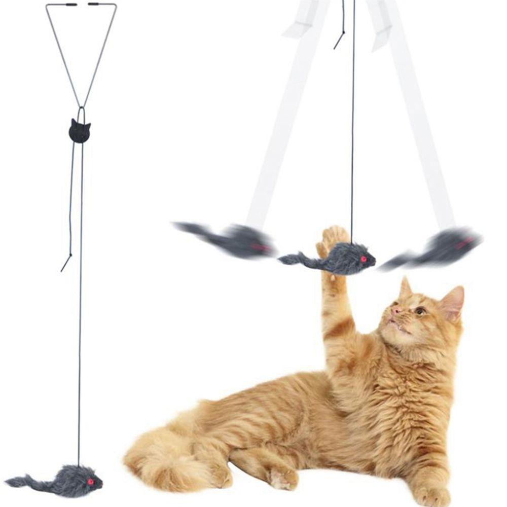Gậy Đồ Chơi Tương Tác Gắn Cửa Hình Chuột Giả Có Thể Thu Gọn Vui Nhộn Cho Mèo Cưng