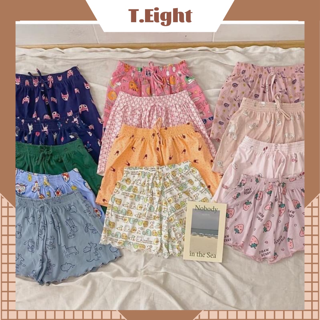 Quần Short thun xòe nhiều hoạ tiết cạp chun, Quần ngủ vải cotton mịn mát co giãn | BigBuy360 - bigbuy360.vn