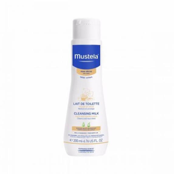 Sản Phẩm Sữa Làm Sạch Da Mặt Và Vùng Mặt Tã Cho Trẻ Sơ Sinh &amp; Bé Da Khô Mustela Cleansing Millk 200ml