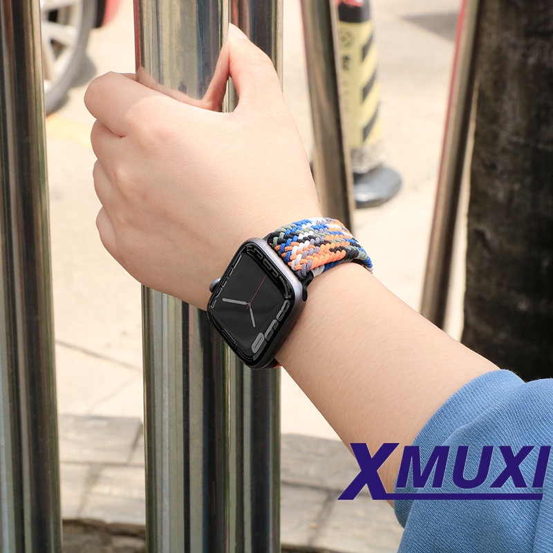 Dây Đeo Đồng Hồ Dạng Bện Co Giãn Điều Chỉnh Được 49mm 45mm 41mm Cho IWatch Ultra Series 8 7 6 5 4 SE 2 1