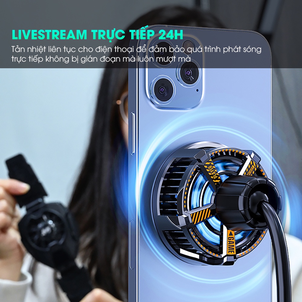 Quạt tản nhiệt điện thoại sò lạnh SIDOTECH CXA3 led gaming nam châm từ tính làm mát nhanh có gắn livestream chơi game