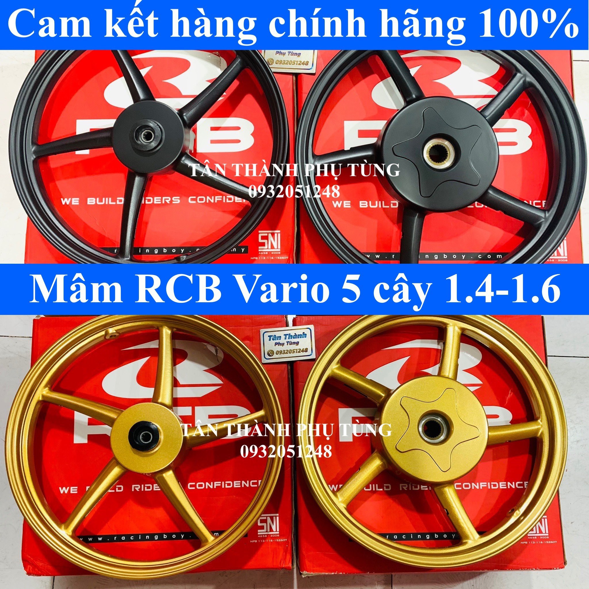 Mâm RCB Vario 5 cây 1.4-1.6 chính hãng dochoixemay