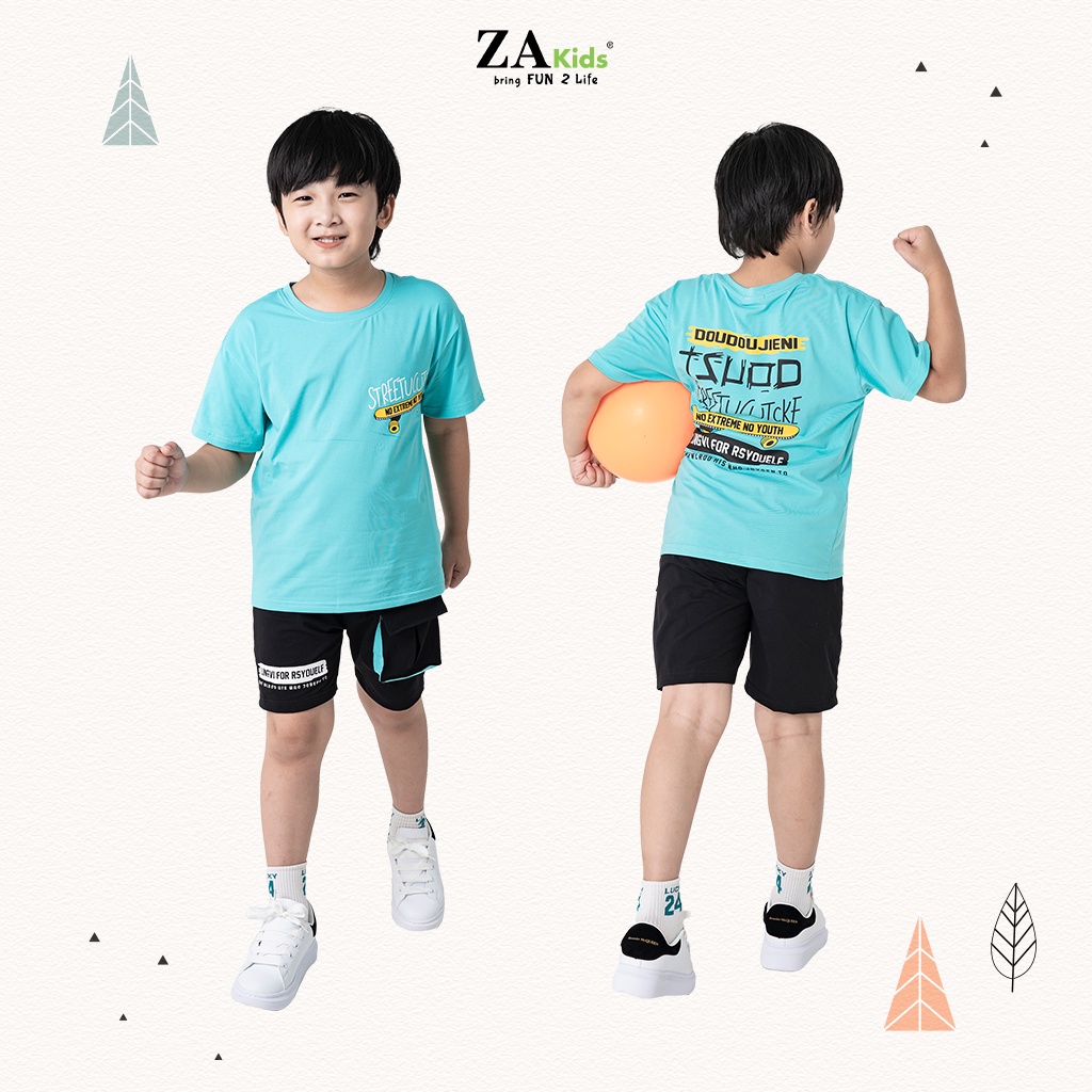 Bộ Quần Áo Thun Ngắn Tay Bé Trai (6-9 Tuổi) Zakids 21073T/ZA22014TN