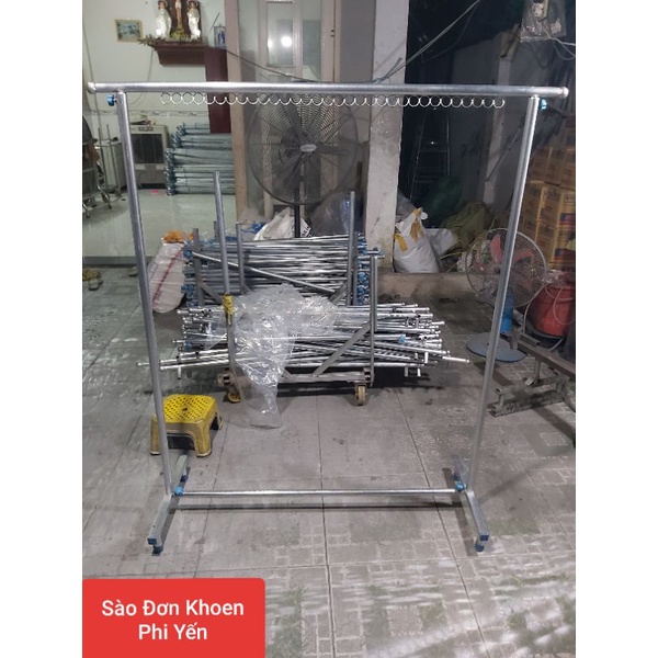 Sào phơi đồ 2 tầng Phi Yến móc khoen 32 lỗ , giá phơi đồ chân vuông Thép Không Gỉ , thanh phơi di động