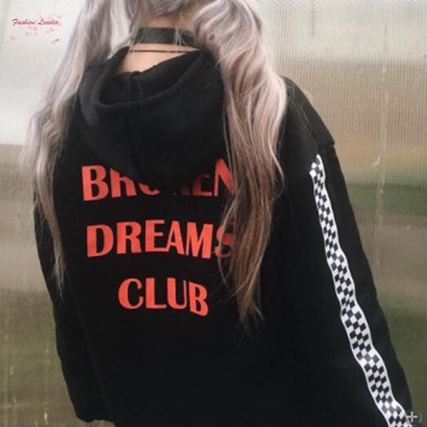 Women Autumn Winter Hoodie Loose Fit Harajuku Style Letters Print Sweatshirt