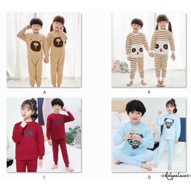 Set Đồ Ngủ Dài Tay Giữ Ấm 100% Cotton In Họa Tiết Hoạt Hình Đáng Yêu Dành Cho Các Bé