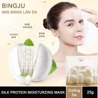 Mặt Nạ Tơ Tằm Protein BingJu Cấp Ẩm, Thải Độc, Trắng Da, Chống Lão Hóa, Dưỡng Da Nội Địa Trung Chính Hãng