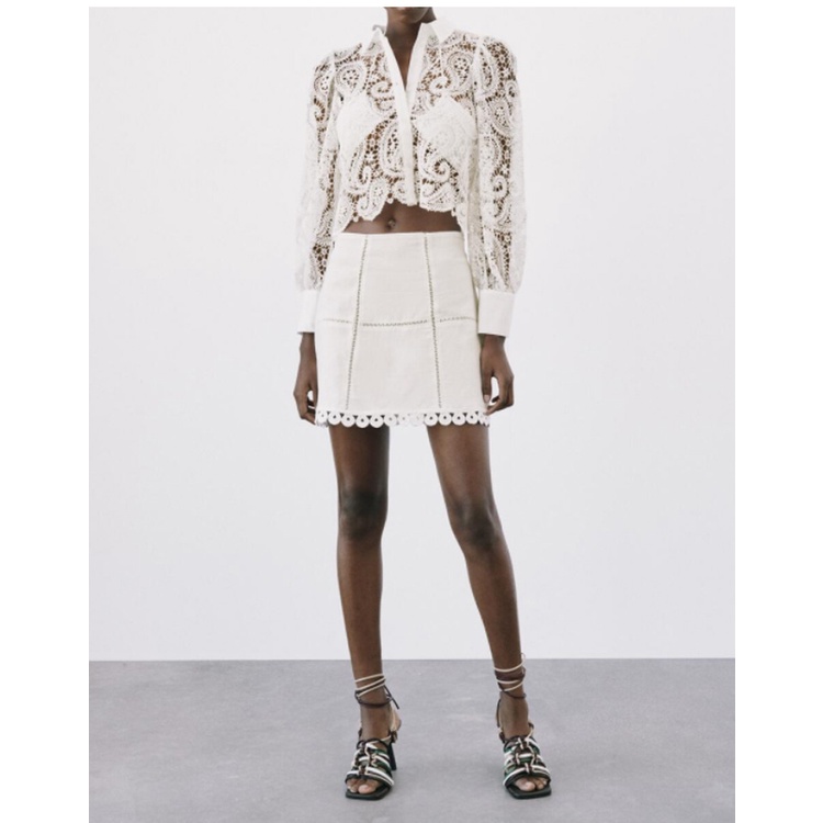 Áo Sơ Mi Dài Tay Phối Ren Thời Trang Mùa Hè Zara Blouses228741229