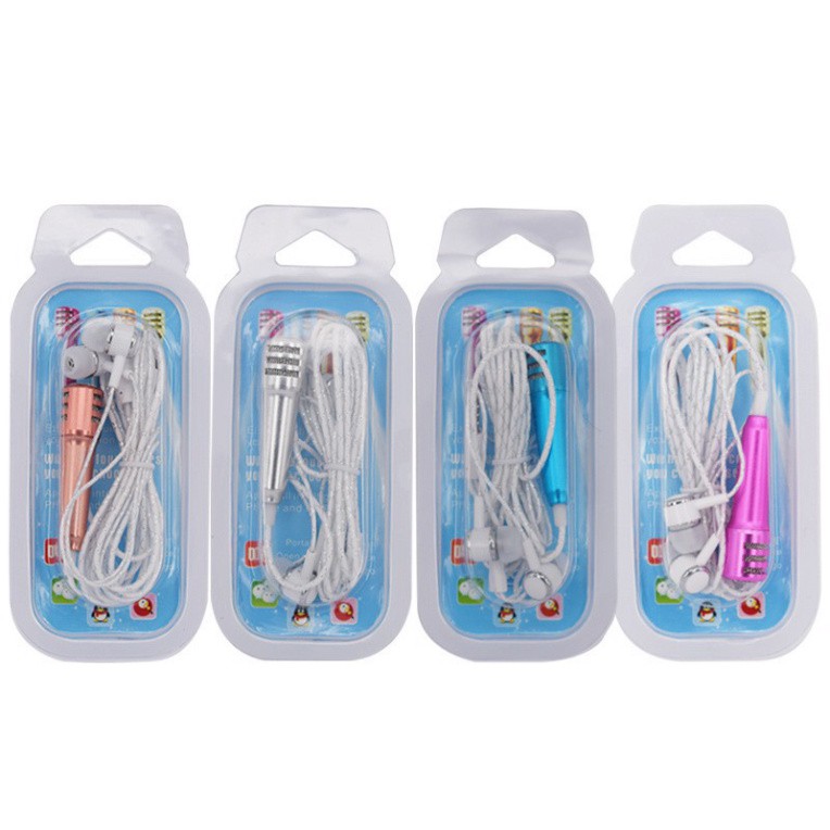1 micro mini cầm tay có dây giắc cắm 3.5mm tiện lợi cho điện thoại/ máy tính xách tay hát karaoke