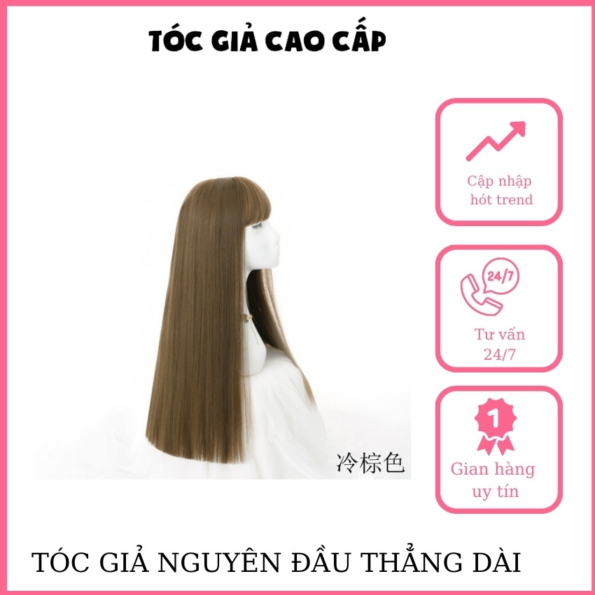 Tóc giả thẳng dài màu trà mật ong, làm nổi bật làn da trắng, hàng cao câp, tặng kèm lưới trùm, mã z7007