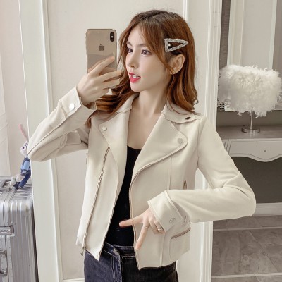 Áo khoác da lộn dáng ngắn thời trang mùa thu cho nữ 2 màu lựa chọn