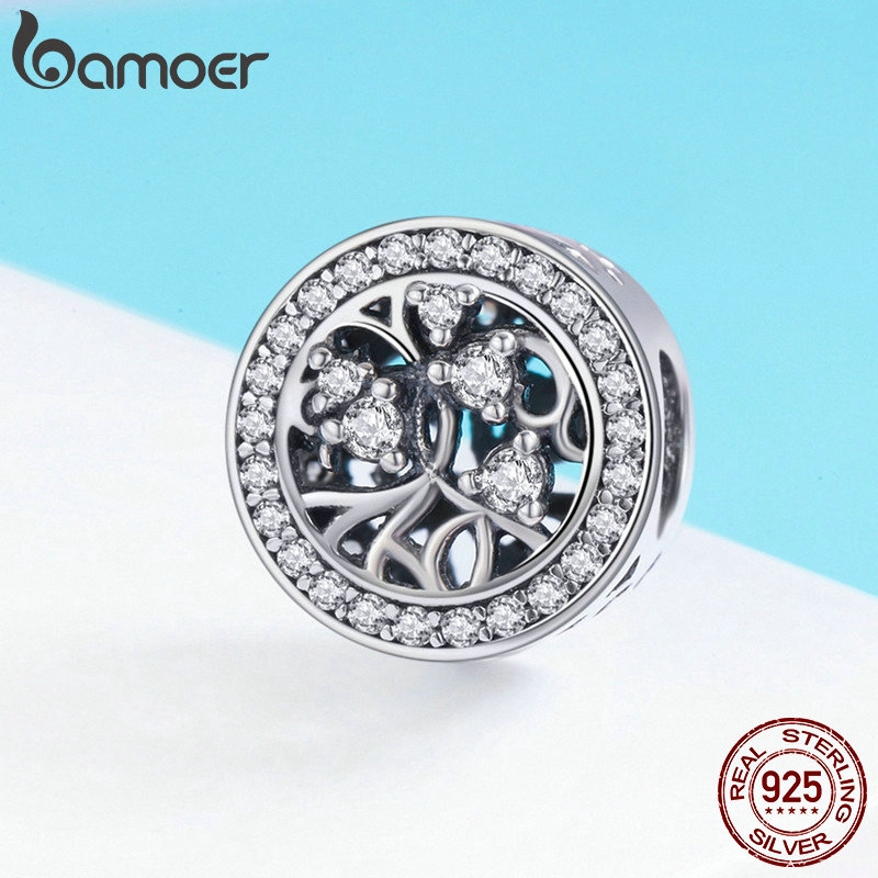 Hạt cườm Bamoer SCC616 xi bạc 925 làm trang sức diy 2 màu tùy chọn cho nữ