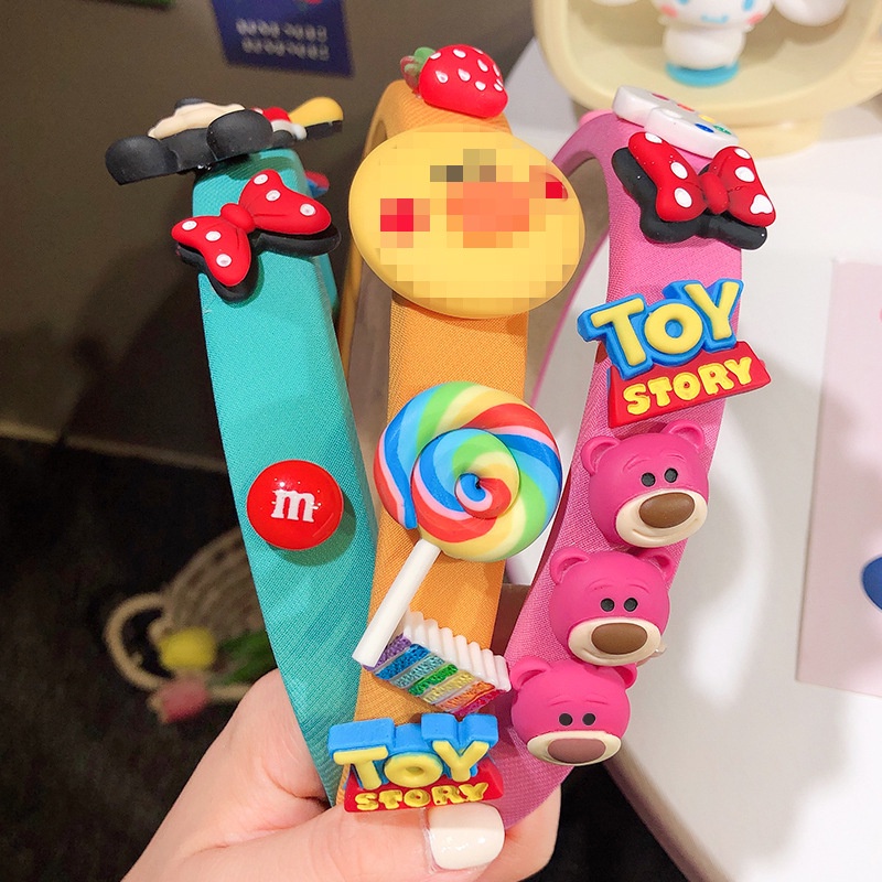 Băng Đô Cài Tóc Bằng Bọt Biển Chống Trượt Màu Kẹo Họa Tiết Hoạt Hình Toy Story Chuột mickey Kiểu Hàn Quốc Cho Nữ