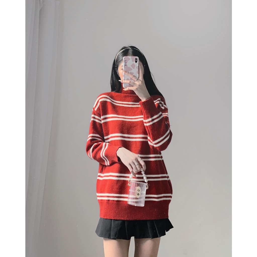 Áo len cổ lọ kẻ ngang Ulzzang Unisex - Made by Fiin
