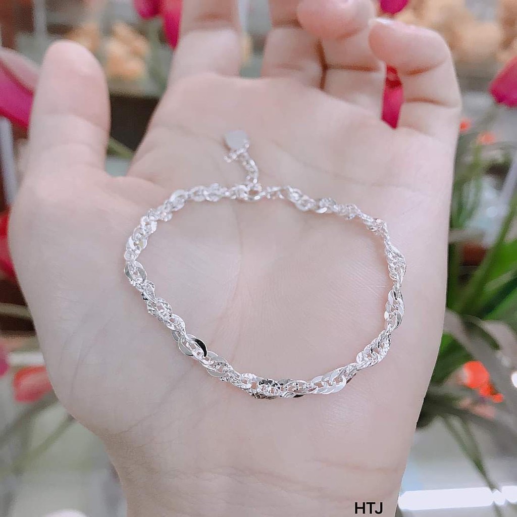 Lắc tay nữ, bạc cao cấp, hàng dày dặn kiểu dáng phay bóng mã 147