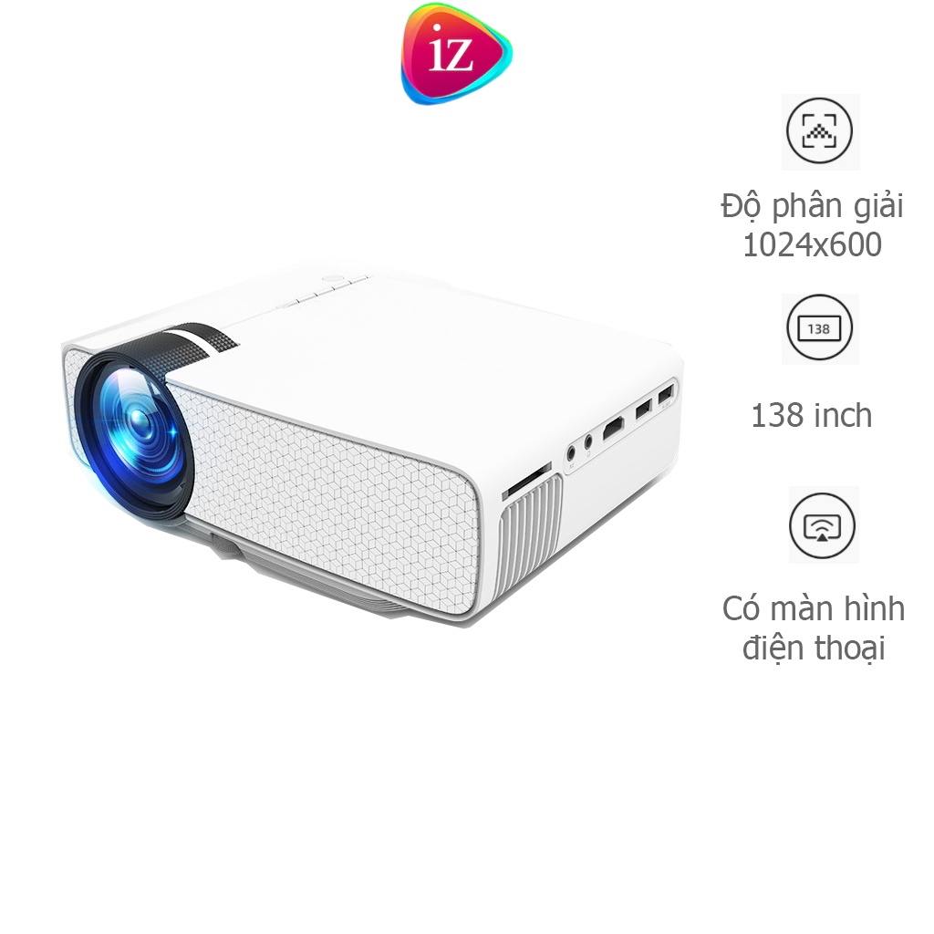 Máy chiếu mini fullHD 1080 độ sáng cao, kết nối điện thoại, máy tính