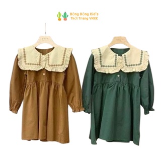 Váy babydoll cho bé váy babydoll cho bé gái màu xanh , nâu 5-9 tuổi
