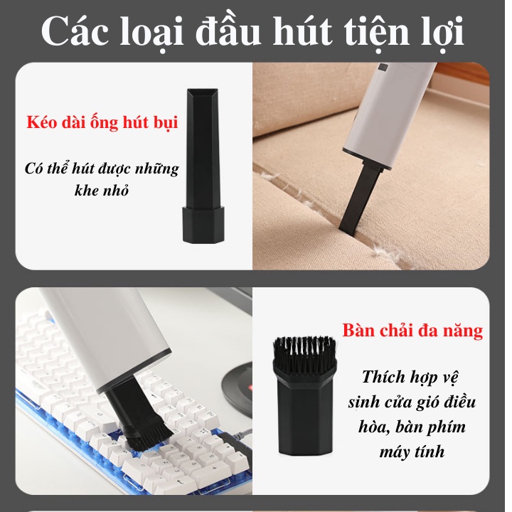 Máy hút bụi mini cầm tay AIKESI, Hút bụi cầm tay mini không dây cao cấp