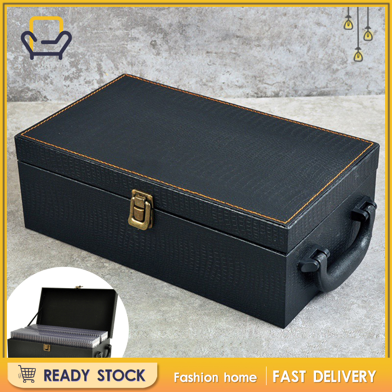 【Fashion home】Large Card Slotted Storage Box Organizer Container Card Case Cube Black