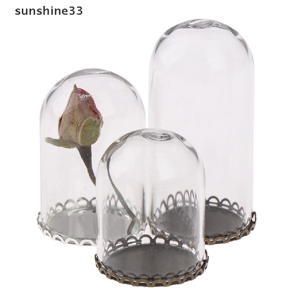 SU 25mm Dollhouse Glass Display Bell Jar with Base Glass Vials Pendant Glass Bottle n