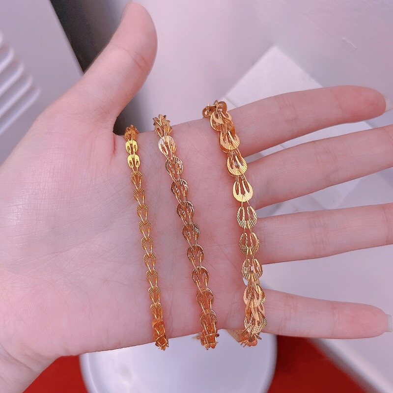 𝗟𝗮̆́𝗰 𝘁𝗮𝘆 lắc chân đuôi phụng, vòng tay mạ vàng 18k bền màu Kami