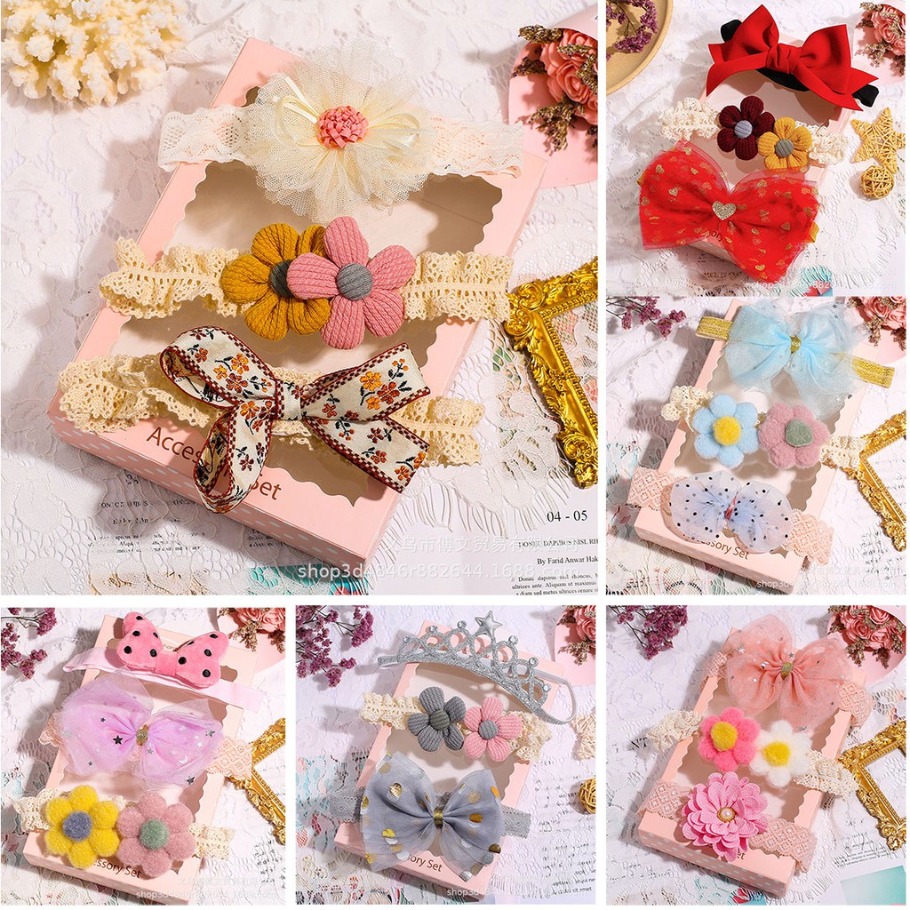 Hộp băng đô cài tóc cho bé gái, nhiều mẫu nhiều màu.