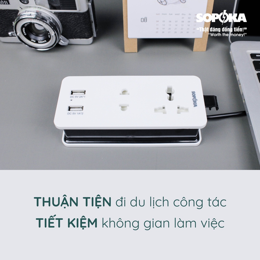 Ổ cắm điện ổ điện thông minh SOPOKA Q2U Q4U tích hợp cổng USB tiện lợi