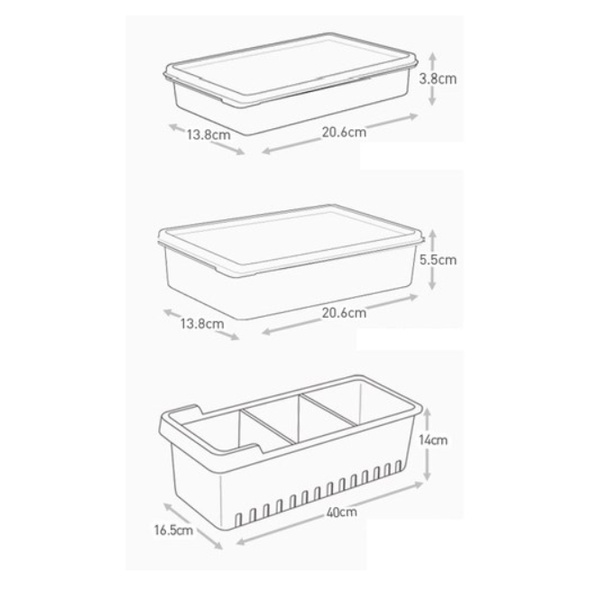 Bộ 8 khay bảo quản thực phẩm trong suốt 3 kích thước có ngăn tủ lạnh Hàn Quốc nội địa