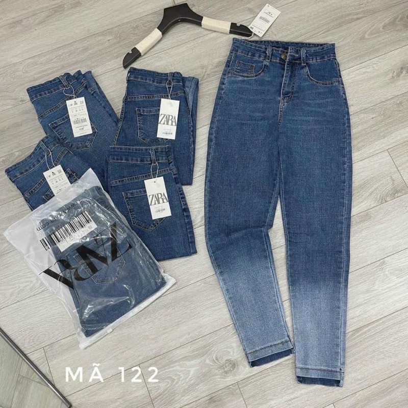 Quần bò ôm giãn loang gấu nhạt ms122