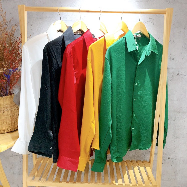 [Hình Thật] Áo Sơ Mi Tay Dài Lụa Basic Unisex Mr Smile 99 Shop