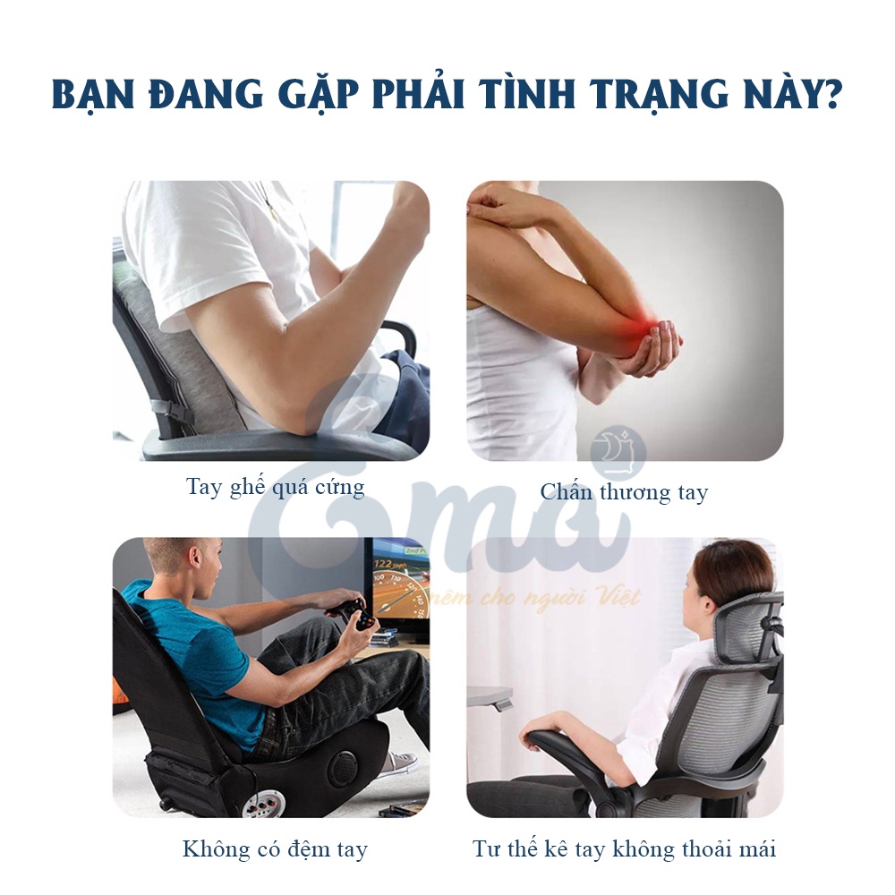 Bộ đệm kê tay ghế văn phòng EMA từ cao su non - thiết kế công thái học ôm trọn cánh tay