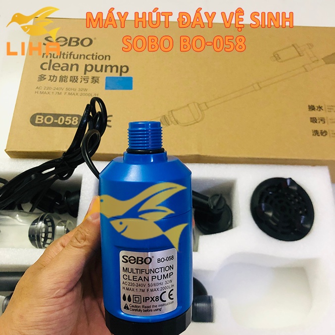 Máy Hút Vệ Sinh Tích Hợp Đầu Bơm Sobo BO028 BO058 - Hút Cặn Hồ Cá Điện Siêu Sạch